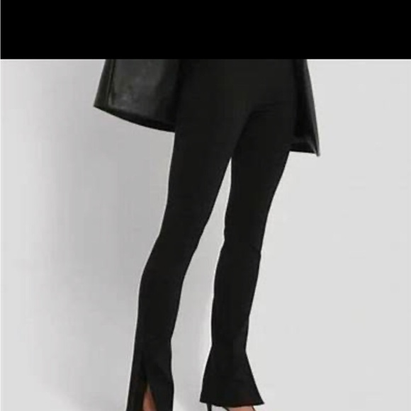 Zara Pants - NWT ZARA Extra Long Slit Bottom Leggings Womens XS Black High Rise Minimalist